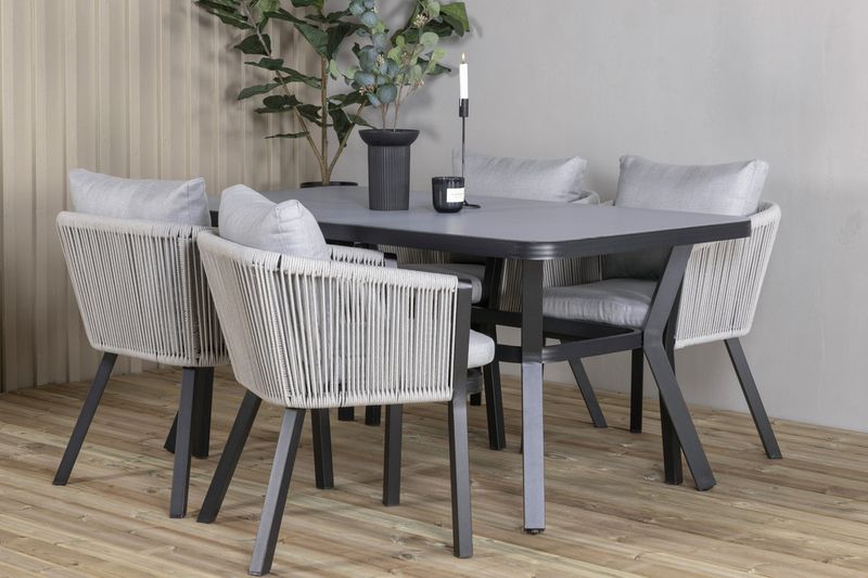 Venture Home Virya Rektangulärt Matbord 160 x 90 Svart + 4 st Matstolar Svart