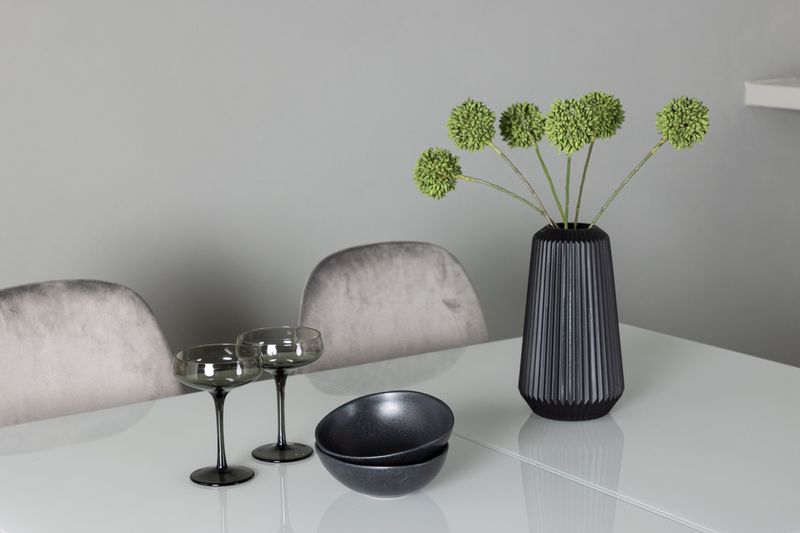 Venture Home Pluto & Eva Rektangulärt Matbord 120 x 90 Vit + 4 st Matstolar Ljusgrå