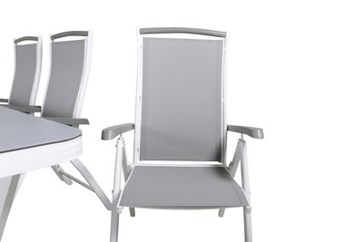 Venture Home Virya & Albany Rektangulärt Matbord 200 x 100 Vit + 6 st Positionsstolar Vit