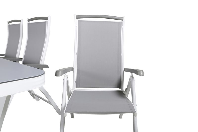 Venture Home Virya & Albany Rektangulärt Matbord 200 x 100 Vit + 6 st Positionsstolar Vit