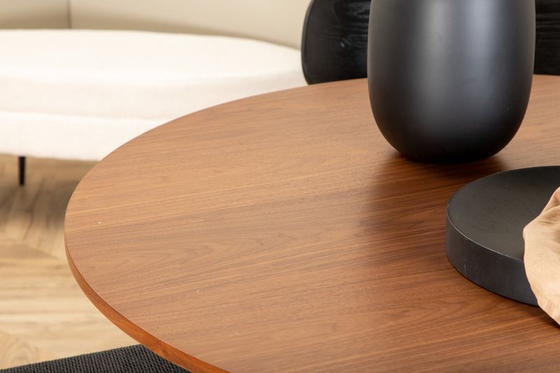 Venture Home Bianca & Polly Runt Matbord ⌀110 Valnöt + 4 st Matstolar Svart