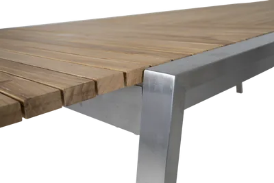 Brafab Naos Matbord 100x220-320 cm Rostfritt Stål/Teak