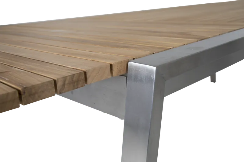 Brafab Naos Matbord 100x220-320 cm Rostfritt Stål/Teak