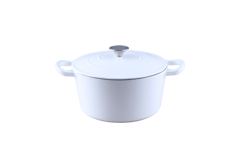 Ronneby Bruk Emaljerad Gryta, 4,5 L, Vit utsida och beige insida. Dubbel emaljering.  Classique design.