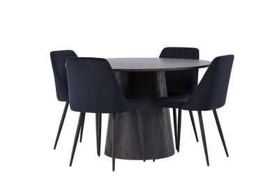 Venture Home Lanzo & Night Runt Matbord ⌀120 Mocka + 4 st Matstolar Svart