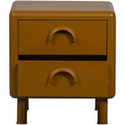 WOOOD Rune Sängbord med 2 Lådor i Metall - Honungsgul