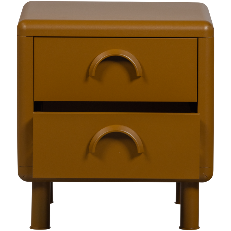 WOOOD Rune Sängbord med 2 Lådor i Metall - Honungsgul