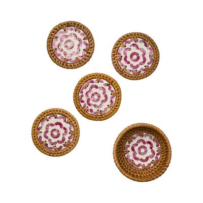 Affari of Sweden SUNNY Glasunderlägg, Rosa/natur 4 stycken