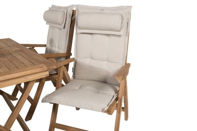 Venture Home Kenya 4 st Positionsstolar Natur + Rektangulärt Matbord 120 x 70 Natur