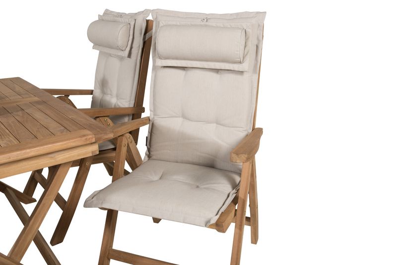 Venture Home Kenya 4 st Positionsstolar Natur + Rektangulärt Matbord 120 x 70 Natur