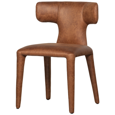 WOOOD PERMIT Matstol i Läderlook Konjak 2 st