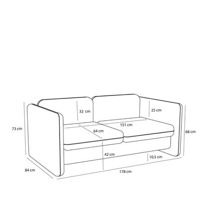 Hübsch Soba Soffa Ljusgrå 178x84xh73cm
