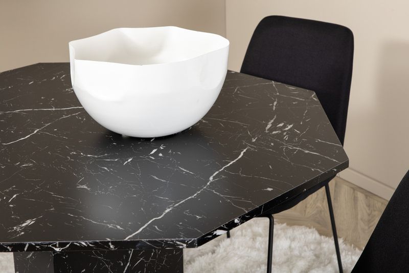 Venture Home Muce & Marbs 4 st Matstolar Svart + Runt Matbord ⌀110 Svart