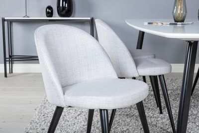 Venture Home Velvet & Polar 6 st Matstolar Grå + Rektangulärt Matbord 240 x 100 Vit