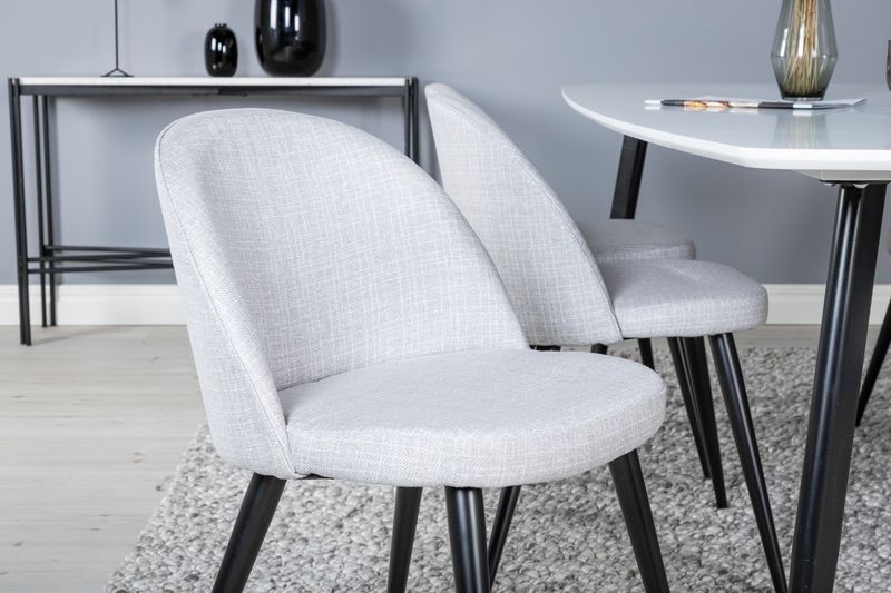 Venture Home Velvet & Polar 6 st Matstolar Grå + Rektangulärt Matbord 240 x 100 Vit