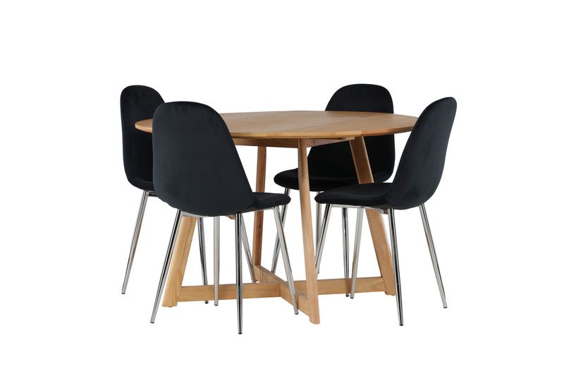 Venture Home Yakidon & Polar Runt Matbord ⌀120 Brun + 4 st Matstolar Svart