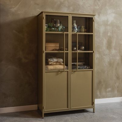WOOOD Exhibit vitrinskåp i metall khaki