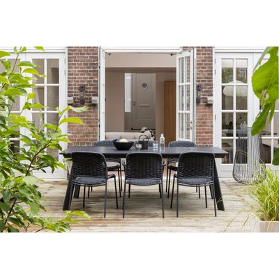 WOOOD Veerle Matbord Aluminium/Polywood Antracit 220x100 cm