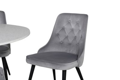 Venture Home Razzia & Velvet Deluxe Runt Matbord ⌀106 Vit + 4 st Matstolar Ljusgrå