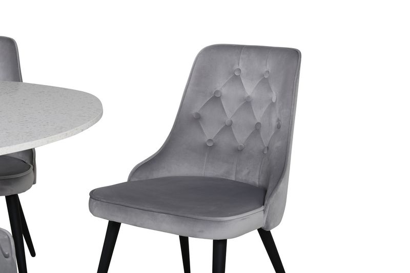 Venture Home Razzia & Velvet Deluxe Runt Matbord ⌀106 Vit + 4 st Matstolar Ljusgrå