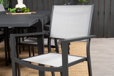 Venture Home Copacabana & Marbella 8 st Matstolar + Rektangulärt Matbord 160 x 100 Svart