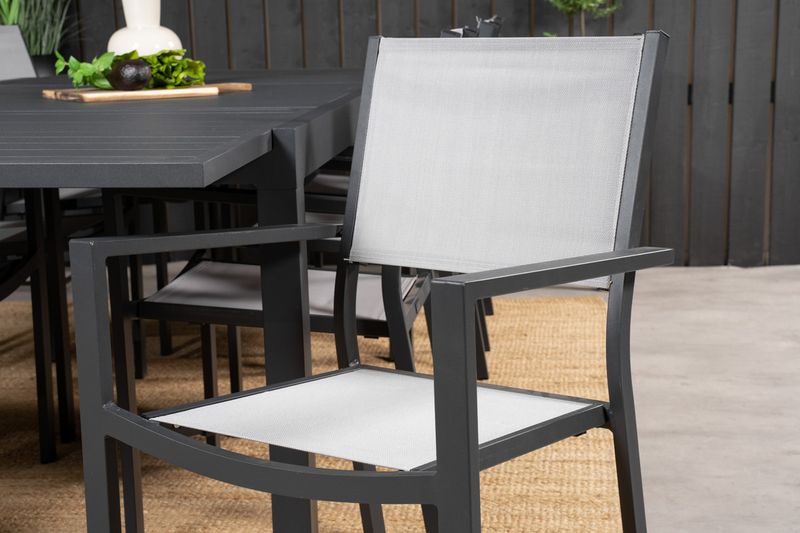 Venture Home Copacabana & Marbella 8 st Matstolar + Rektangulärt Matbord 160 x 100 Svart