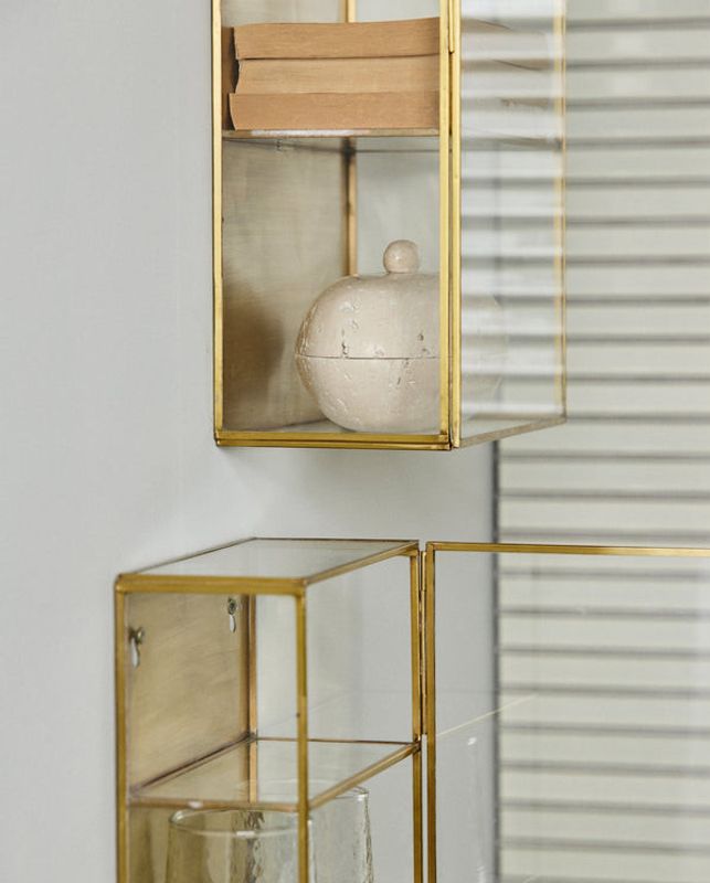 Nordal ADA Väggskåp, L, 3 Hyllor, Gyllene Yta