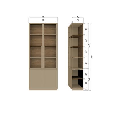 WOOOD Casa Vitrinskåp i Furu Mud [FSC]