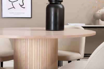 Venture Home Bianca & Velvet Runt Matbord ⌀110 Vitputsad + 4 st Matstolar Grädde