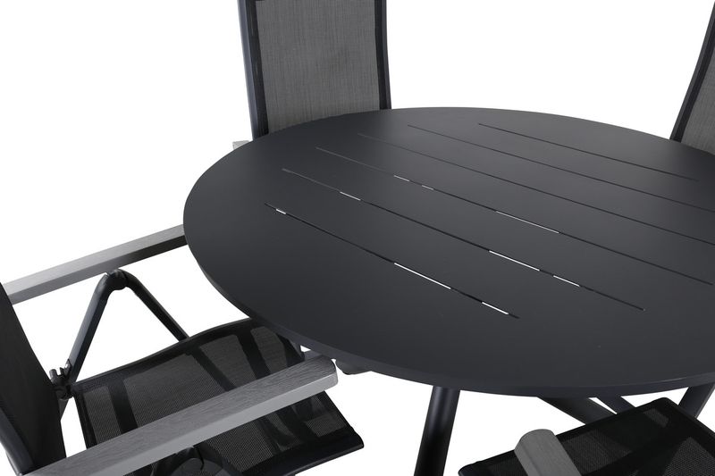 Venture Home Alma & Albany Runt Matbord ⌀120 Svart + 4 st Positionsstolar Svart
