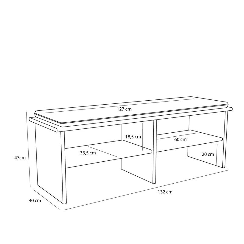 Hübsch Layer bänk ljusgrå 132 x 40 x H47 cm