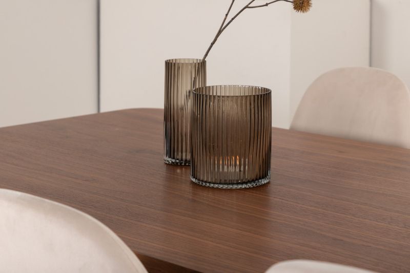 Venture Home Uno & Polar Rektangulärt Matbord 200 x 90 Natur + 6 st Matstolar Beige