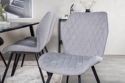 Venture Home Gemma & Dipp 6 st Matstolar Grå + Rektangulärt Matbord 180 x 90 Svart