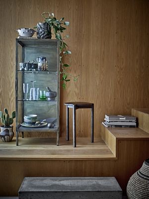 Bloomingville Saone skåp, mässing, härdat glas