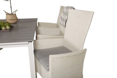 Venture Home Levels & Padova Rektangulärt Matbord 160 x 100 Vit + Reclinerstolar 6 st Vit