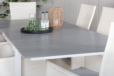 Venture Home Levels & Padova Rektangulärt Matbord 160 x 100 Vit + Reclinerstolar 6 st Vit