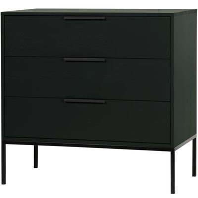 WOOOD Adam Byrå i Svart Borstat Furu