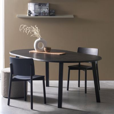 WOOOD Lange Jan Utdragbart Runt Matbord i Ek Blacknight