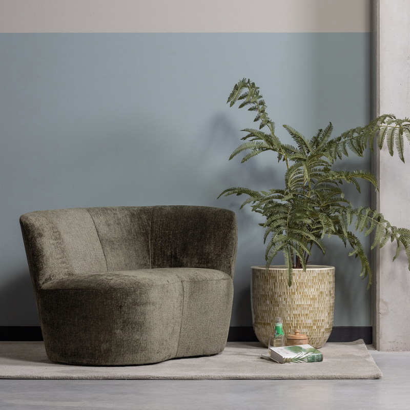 WOOOD STONE Liten Soffa Höger Varmgrön Sammet