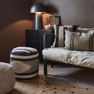 Affari of Sweden MINNA Sittpuff, Svart/elfenben