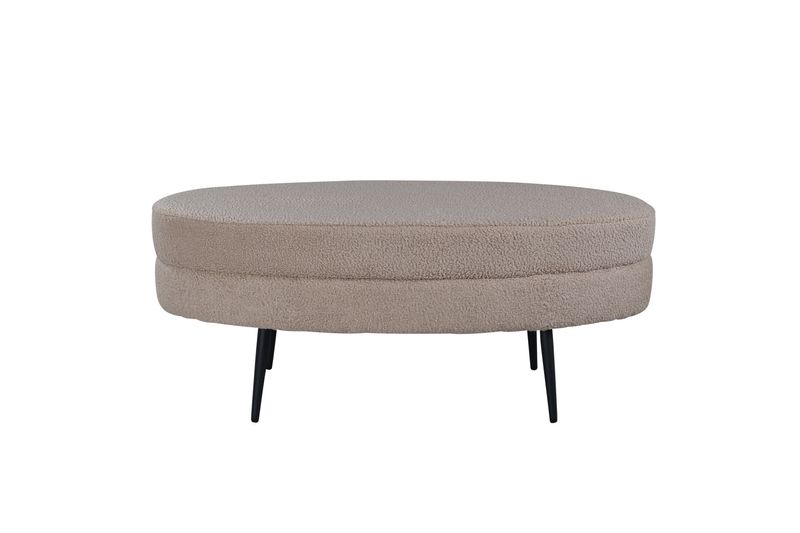Venture Home Otto Ottoman - Oval Sittpuff i Beige Teddytyg