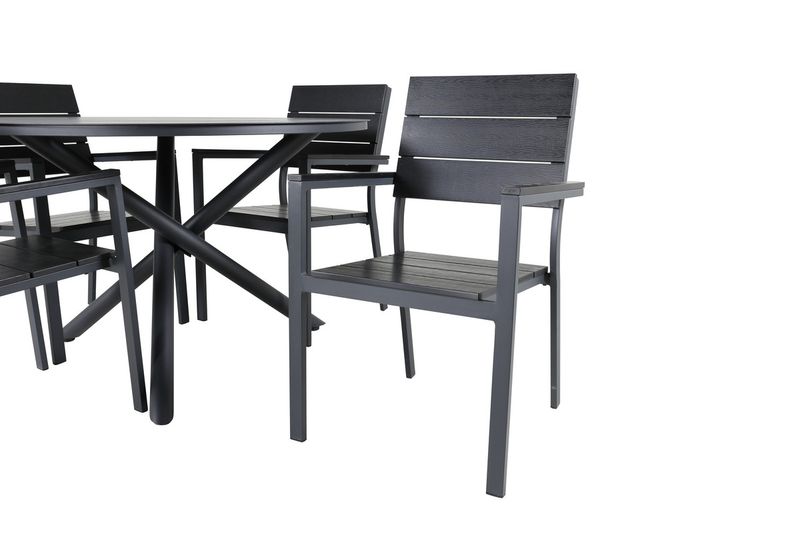Venture Home Alma & Levels Runt Matbord ⌀120 Svart + 4 st Matstolar Svart