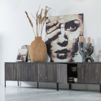 WOOOD New Gravure TV-bänk 150 cm i askfanér, espresso