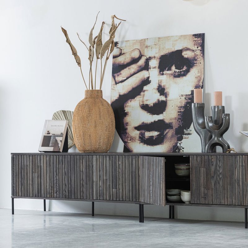 WOOOD New Gravure TV-bänk 150 cm i askfanér, espresso