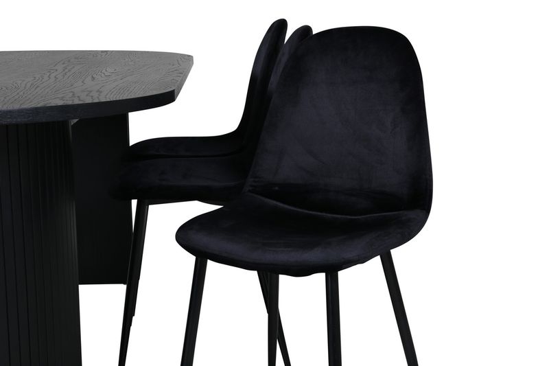 Venture Home Bianca & Polar Ovalt Matbord 200 x 90 Svart + 6 st Matstolar Svart