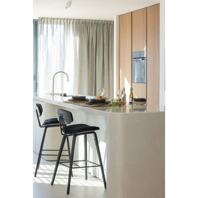 WOOOD SENN Barstol i Svart Sammet 2 st