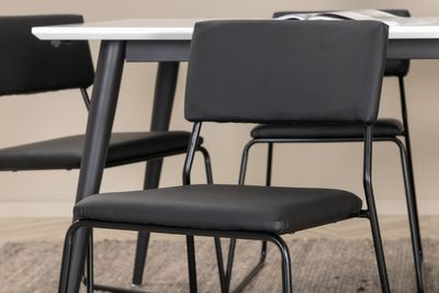 Venture Home Jimmy & Kenth Rektangulärt Matbord 195 x 90 Vit + 6 st Matstolar Svart