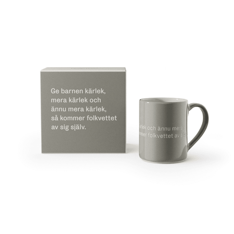 Design House Stockholm Astrid  Lindgren Grå mugg "Ge barnen kärlek" Nr. 1
