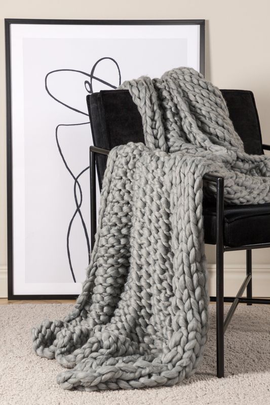 Venture Home Kate Pläd - Ljusgrå och Mysig