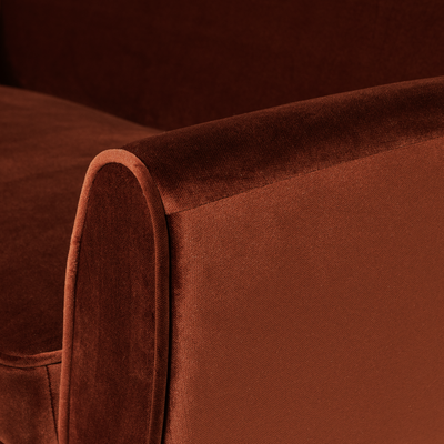 WOOOD Rocco Soffa 187 cm Sammet Rostbrun
